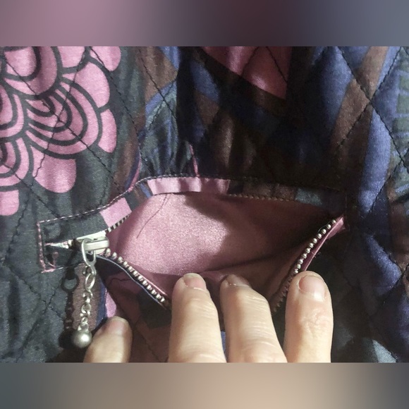 Silk-land Jacket Sz XL Silk Purple Button Down Trucker Quilted Warm Winter - Picture 13 of 15